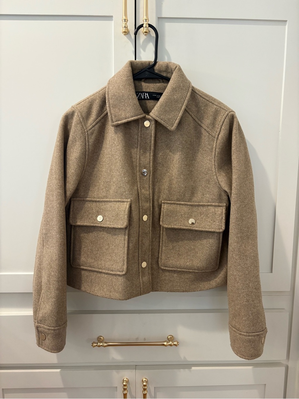 Zara Tan Utility Wool-Blend Jacket